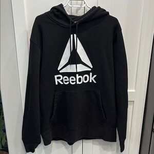 Reebok Men's Black Hoodie with White Logo